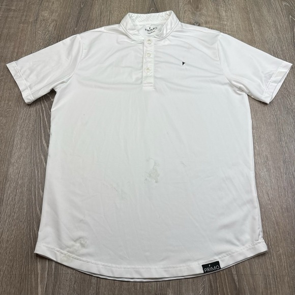Primo Golf Polo Shirt Blade Collar Henley Performance White Short Sleeve Men's M - Picture 2 of 15